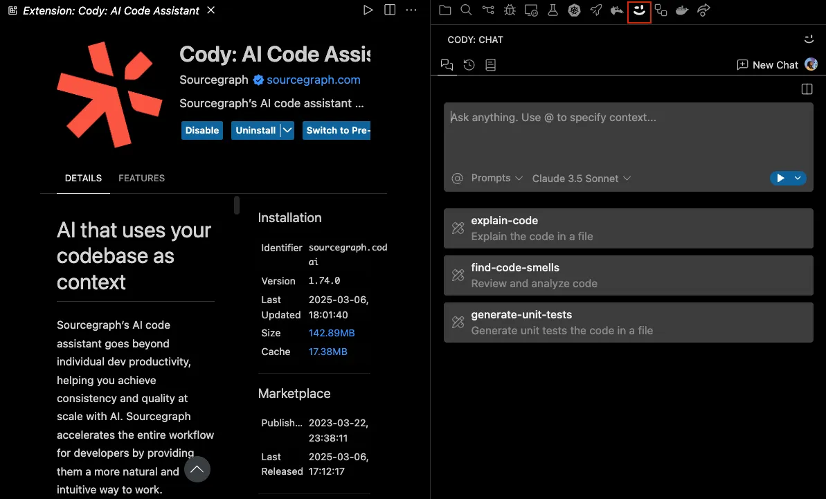 Sourcegraph Cody Extension