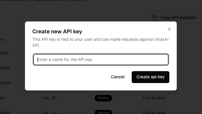 Create API Key