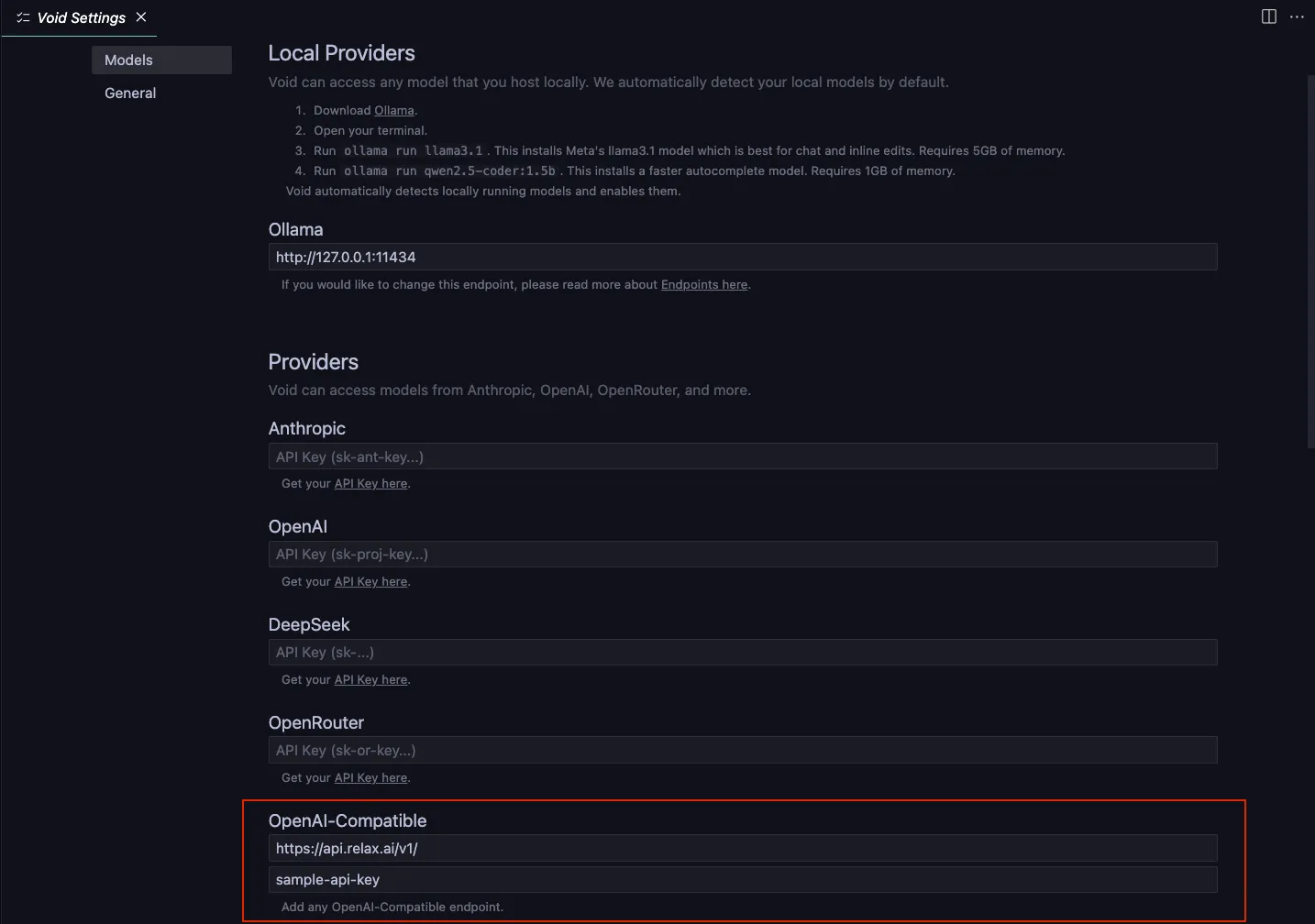 Void API Configuration
